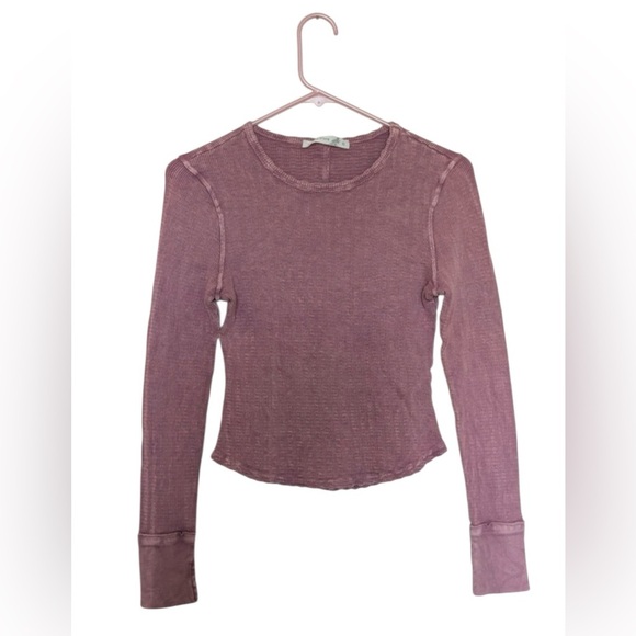 Altar’d State Ribbed Long Sleeve Thermal Top Mauve Size L - Picture 2 of 7